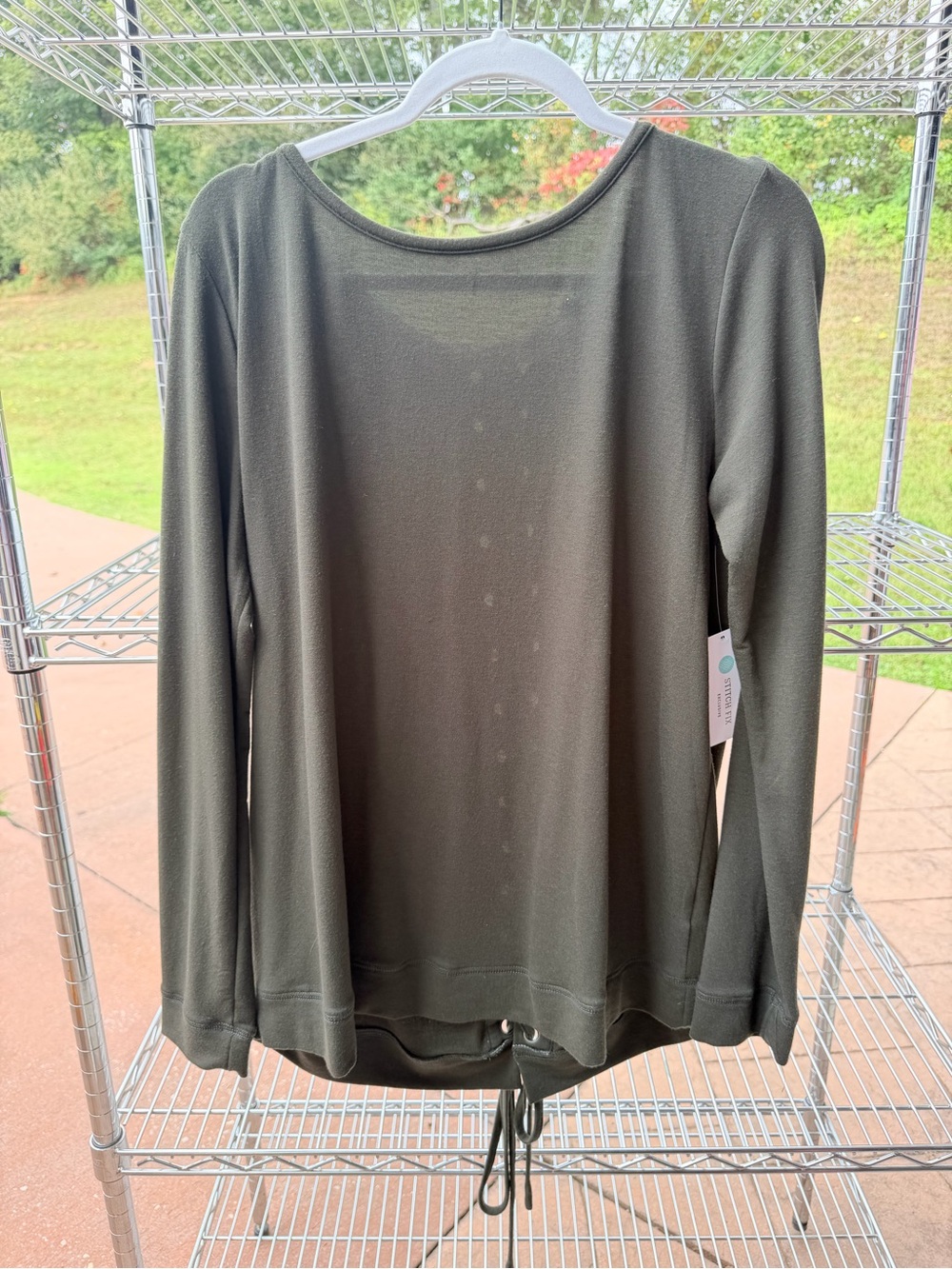 Staccato Olive Long-Sleeve Scoop-Neck Drawstring Tunic